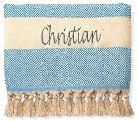 Arthi XXL Hamamtuch Strandtuch Personalisiert, Saunatuch, Badetuch, 100x180cm, 100% Baumwolle, für Wellness, Yoga, Fitness, Sport, Geburtstagsgeschenk, (Babyblau)