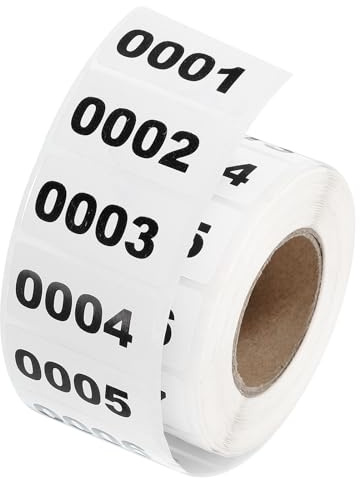sourcing map 1 Roll Inventory Number Sticker, 0001-1000 Consecutive Numbered Labels Self Adhesive Waterproof Labels Tag for Storage Classification Supplies (1.6x0.8 Inch)
