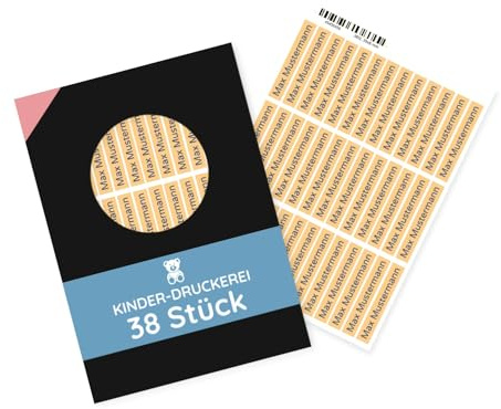 Stiftaufkleber mit Namen, 38 Stück personalisiert, 49x8 mm schmal, matt | schmale Namensaufkleber für Stifte, Lineale & Schulsachen – wasserfest & UV-beständig, für Schule & Kindergarten