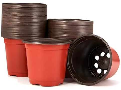 Homeily 50 Stück Anzuchttöpfe, 12CM/5 Zoll Pflanzentopf Kunststoff kleine Sämling Blume Pflanze Pflanze Container und Saatgut ab Töpfe für Indoor Outdoor.
