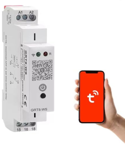 Interruptor Temporizador WiFi GRT8-WS Reloj Programador Piscina WIFI Relé Temporizador Programable para Control Remoto Hogar Compatible con TUYA AC/DC 110-240V