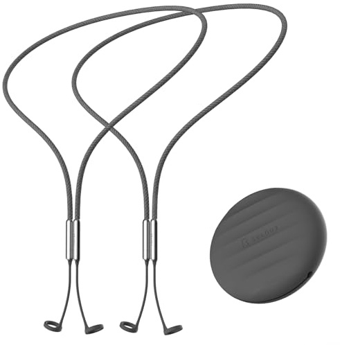 Earplug Lanyard with Magnetic Safety Cord – 2 Pack Silicone Anti-Loss Strap with Case | Tug-Resistant, Quick Access, Easy to Install | Compatible with Earplugs, Earbuds, Earphones, Matte Black