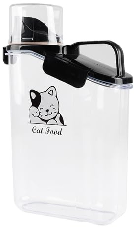 Ctomche Cat Food Storage, Airtight Pet Food Storage with Pour Spout & Measuring Cup, Dry Cat Biscuit Dispenser Portable,3 lbs Clear Plastic Treat Container for Travel