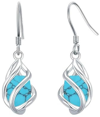 Seiyang 925 Sterling Silver December Earrings for Women, Turquoise Dangle Drop Earrings, Dec Birthday Jewelry for Women