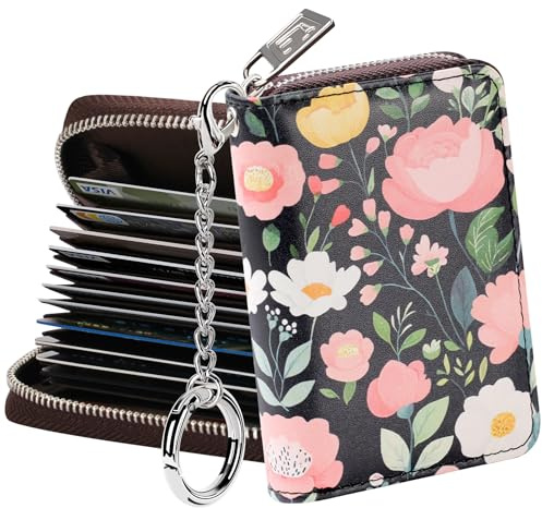 FurArt Zipper Wallet Women RFID Credit Card Holder keychain Wallet | ID Window RFID Blocking Compact Small business 15/16 slots