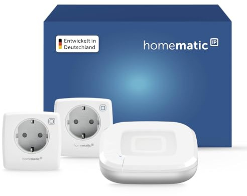 Homematic IP Access Point 2 + 2X Schaltsteckdose, Smart Home, digitaler Zwischenstecker steuert Leuchten oder Elektrogeräte per App, Alexa & Google Home, Energie sparen