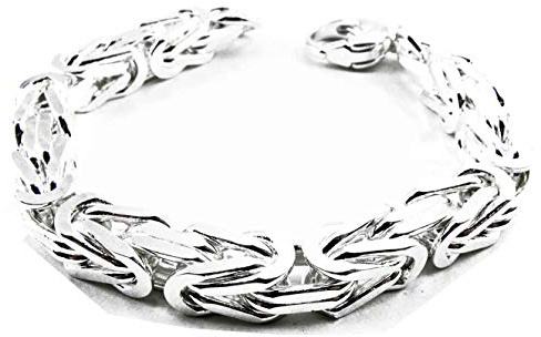 Tendenzalia kungligt armband original italiensk byzantiner-kedja silverpläterad 8 mm bred längd 23 cm