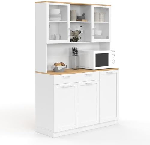 IDMarket VITO - Aparador de cocina esmaltado (120 cm), color blanco