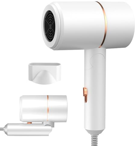 Travel Hairdryers for Women, Foldable Travel Hair Dryer, Fast Drying Ionic Blow Dryer Lightweight with Hot & Cold Button, Low Noise Hair Dryer Travel for Women Men Home Salon (White)