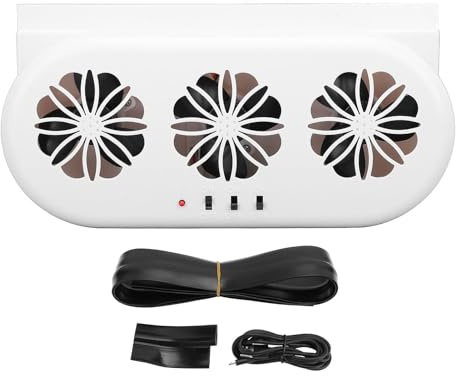 Ventilador de escape con energía solar para automóvil, 230 x 52 x 113 mm 5000 RPM ABS Enfriador de ventilación de ventana de automóvil Circulación de aire Ventilador de (White)