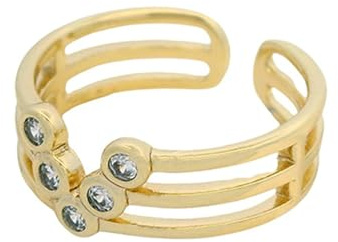 Stfery 9K/14K/18K Gold Ring Offen, Dreireihiger Moissanit Ring Echt Gold Damen,