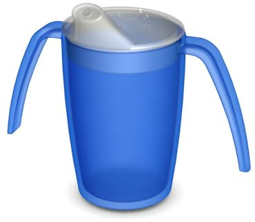 Ornamin 2-Henkel-Becher mit Schnabelaufsatz, blau-transparent