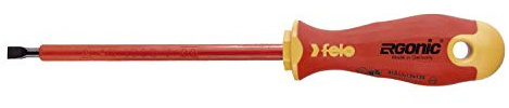 Felo 0715753135 1/8 Ergonic Slotted Insulated Screwdriver, 4, VDE Series 400, 4