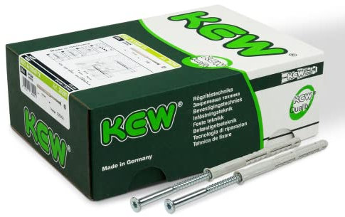 KEW 50x Rahmen-Dübel mit Torxschraube RDD TX - Bit T30 - Premium Nylon-Dübel für Beton, Holz, Metall, Stein, Ziegel, etc. - 8x100mm - 50er-Pack