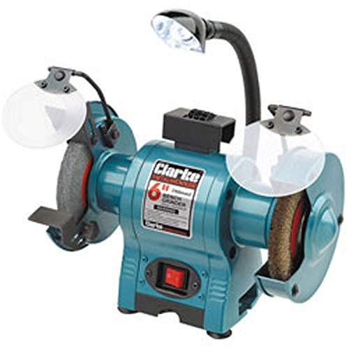 CLARKE BENCH GRINDER 6 INCH FINE AND WIRE 230VOLT WITH LAMPS