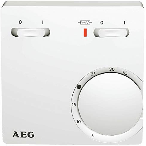 AEG Temperatur-Regler RT 602 SN SZ, 2-Punkt, Aufputz, Temperatureinstellung von 5-30 °C, Reinweiß, 223299