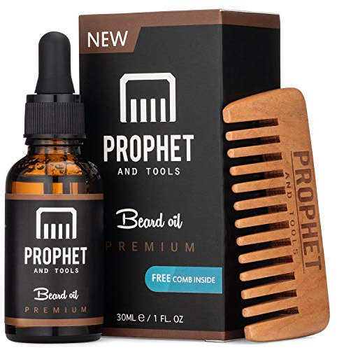 Prophet and Tools Kit de peigne à l'huile et à la barbe! E-book portant sur le soin de la barbe gratuits inclus - Tout-en-un sans parfum Leave-in Conditionner, adoucisseur et croissance plus rapide