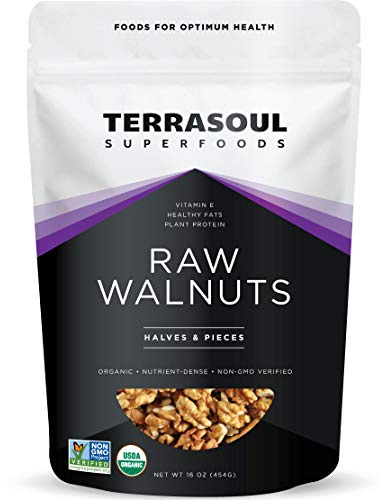 Terrasoul Superfoods Raw Organic Walnuts, 16 Oz - Chandler Variety | Fresh | Light Color