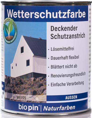 Biopin Wetterschutzfarbe - Weiß - 0,75 l