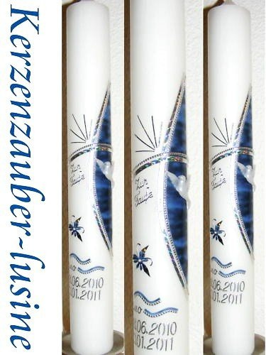 Taufkerze Kommunionkerze Junge MädchenT-65 500/40 mm inkl. Beschriftung