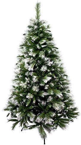 Solagua Árbol de Navidad Artificial Extra Relleno Abeto de Doble Hojas Combinadas 150-240cm Arboles C/Soporte Metálico (Nevado, 150cm 418Tips)