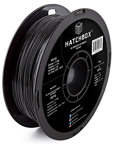HATCHBOX PETG 3D Drucker Filament, Maßgenauigkeit +/- 0,03 mm, 1 kg Spule, 1,75 mm, Schwarz