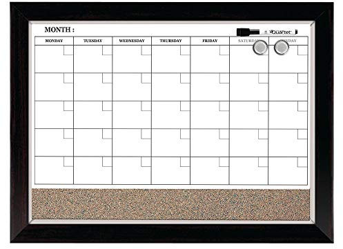Cuarteto combinación calendario magnética, pizarra y corcho, 17 x 58,42 cm (23), marco de dos tonos (22476)