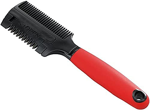 Ferplast Peigne pour chien avec rasoir, lame intégrée, double fonction, dents en plastique disponibles en deux tailles, manche antidérapant