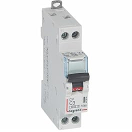 407694 Disjoncteur unipolaire + neutre 3A - 1P+N Courbe C - 6/10kA - À vis - Legrand DX3