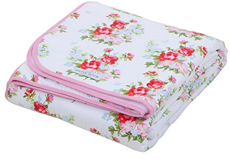 Little Dutch 0280 Kinderbett-Decke weiß mit großen Rosen