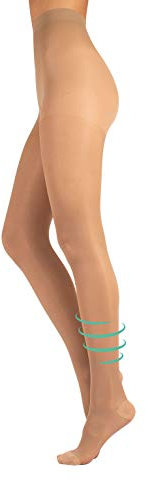 CALZITALY Medizinische Feine Stützstrumpfhose mit Hoher Abgestufter Kompression | Schwarz, Hautfarbe | S, M, L, XL, XXL | 140 DEN | Made in Italy (S, Beige)