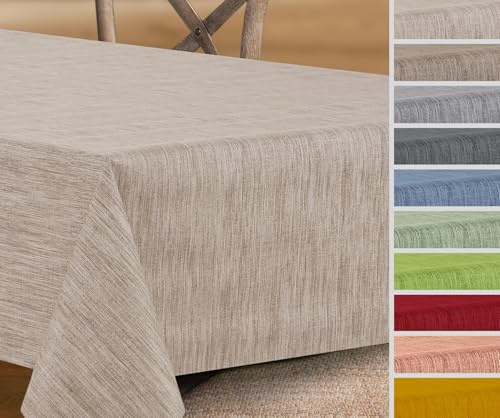 Wachstuchtischdecke rund oval eckig, Georginias Tischdecke abwischbar, Farbe und Größe wählbar (Eckig 220x140 cm Beige)