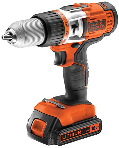 BLACK+DECKER EGBHP188K Taladro percutor 18V 43 Nm con batería de litio 18V 1.5Ah y Maletin