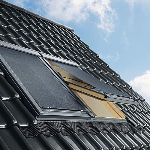 VELUX Original Hitzeschutz-Markise mit Haltekrallen für VE VK VS VF 065 + 067, Stofffarbe 5060 schwarz/MK 067 5060