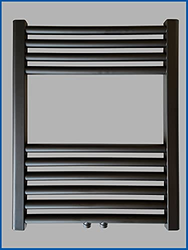 Scaldasalviette SMYRNA nero 300 x 600 mm dritta con attacco centrale, nero opaco