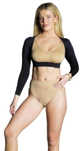 Rhonda Shear Plus Size Seamless Arm Shaper Top Moldeador, Negro, XL para Mujer