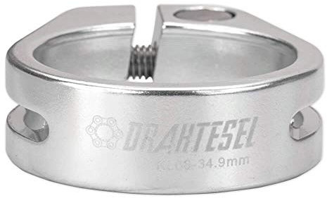 Drahtesel Fahrrad Sattelstütze, Sattel-klemme, Klemmring mit Schraubverbindung, Sattelstützenklemme (Silber, 34,9mm)