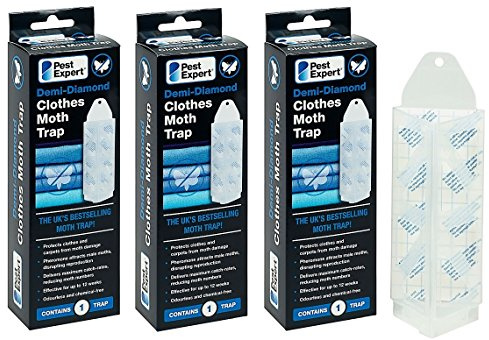 Pest Expert® Demi-Diamond Clothes Moth Pheromone Traps (3 Holders & 3 Pheromone Pads)