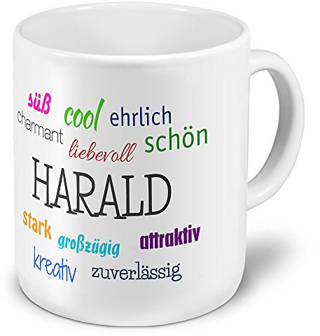 printplanet XXL Riesen-Tasse mit Namen Harald - Positive Eigenschaften - Namenstasse, Kaffeebecher, Mug, Becher, Kaffeetasse