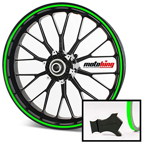 Motoking Felgenrandaufkleber mit Montagetool für Ihr Motorrad in NEON / 6 mm/für 10 bis 25 / Farbe wählbar