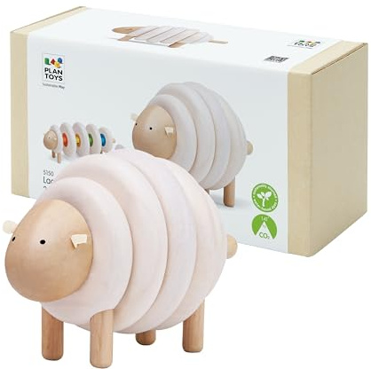 PlanToys® Lacing Sheep Wooden Threading Toy for Kids Ages 3+ | Montessori Fine Motor & Coordination Activity for Focus & Creativity | Eco-Friendly Educational Toy