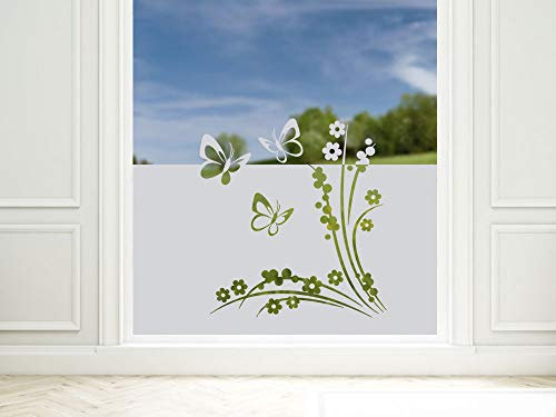 GRAZDesign Sichtschutzfolie Schmetterlinge/Blumen, lichtdurchlässige Fensterfolie, Matte Deko - Glasdekorfolie / 80x57cm