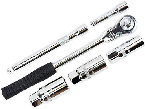 Zündkerzen Schlüssel 16-18-21mm PKW Motorrad Gummierter Griff 90° Ratsche Kerzenschlüßel Satz Werkzeuge Universal Flexibel Auto und Motorrad SN3633