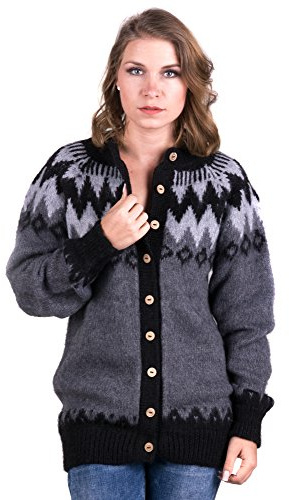 Gamboa Alpaca Cardigan Lana Donna Invernale Elegante Cappuccio Manica Lunga Cappotto con Zip Scollo a V