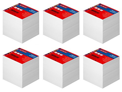 Notizklotz 9x9cm 900 Blatt weiß blanko geleimt 6er Sparpack