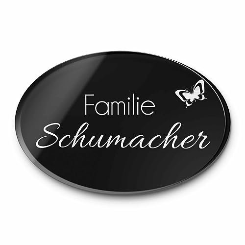 Individuelles Klingelschild mit Gravur - Wetterfestes Türschild aus Acrylglas in Schwarz oder Anthrazit | Viele verschiedene Motive und Gestaltungsmöglichkeiten - Größen ab 8x3,5 cm