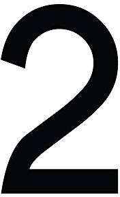 Hausnummer Aufkleber 2 in schwarz, 20 cm groß, für Mülltonne, Tür, Tor & div. Beschriftungen, wetterfest