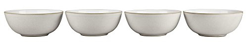 Denby - Natural Canvas Cereal Bowls Set of 4 - Beige White Glaze Dishwasher Microwave Safe Crockery 730ml - Ceramic Stoneware Tableware - Chip & Crack Resistant Soup Bowls