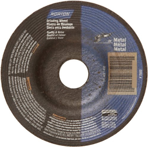 Norton Metal Depressed Center Abrasive Wheel, Type 27, Aluminum Oxide, 7/8 Arbor, 4-1/2 Diameter x 1/4 Thickness (Pack of 10)
