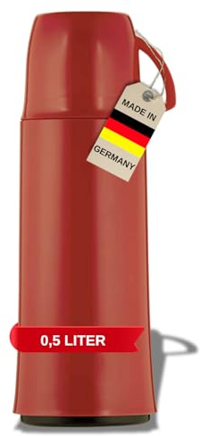 Helios Elegance Thermoskanne Rot 0,5L – 6h Heiß - Hält Getränke heiß & kalt - Robustes Design - Ideal für unterwegs